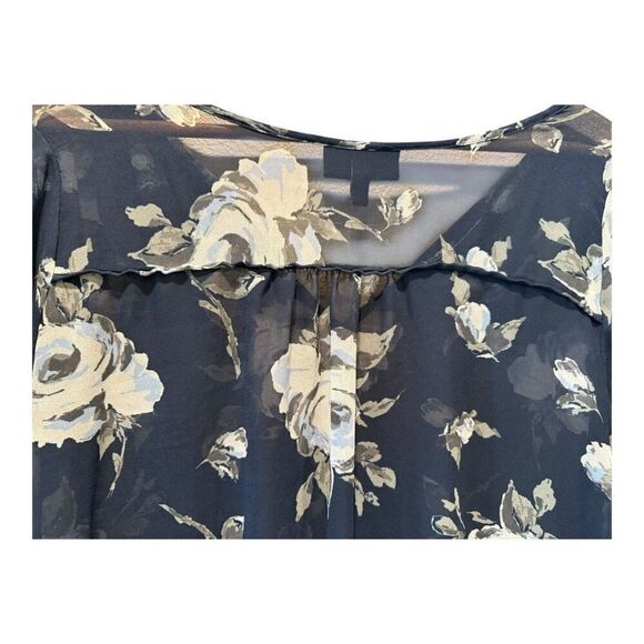 Lane Bryant Women’s Sheer Top Blue Floral V-Neck Blouse Size 18/20 - Picture 11 of 15